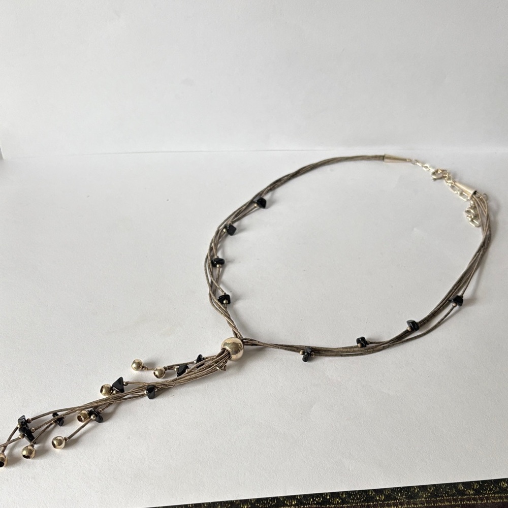 Sterling Silver Onyx Elegant Women's Lariat Necklace